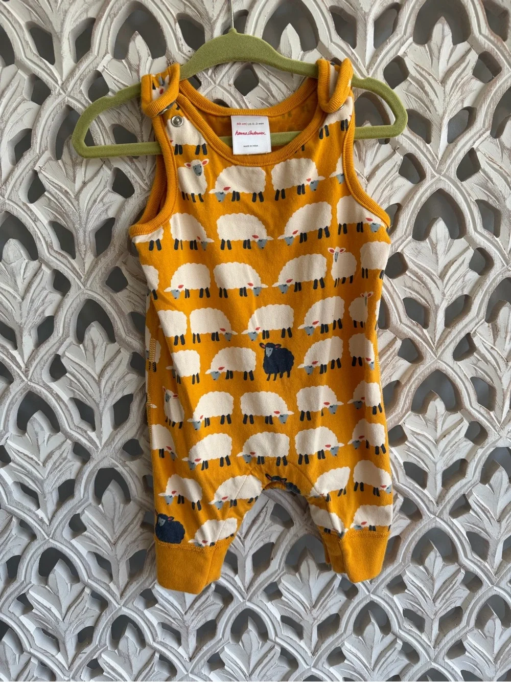 Hanna Andersson Sheep Baby Romper, 0-3M